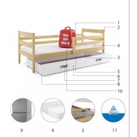 Gulta ERYK 90x200, priede/balts